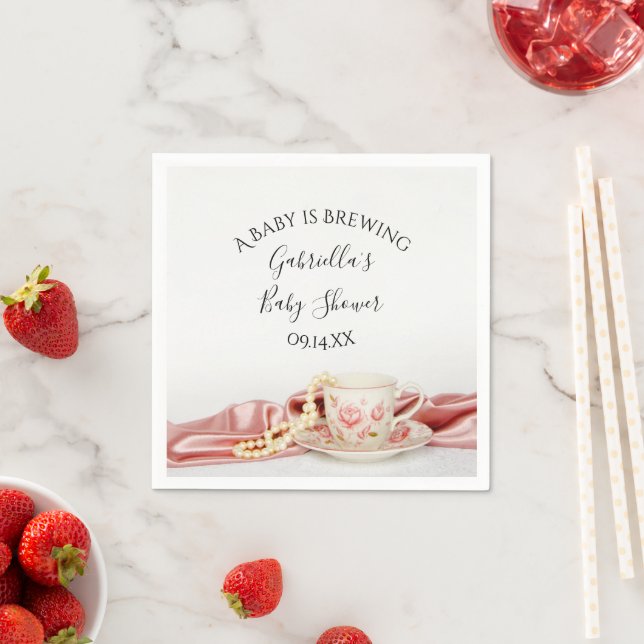 Servilleta De Papel Bebé de la Copa de Té Floral Rosa está preparando  (In situ)