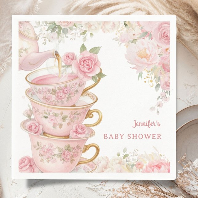 Servilleta De Papel Bebé de té fiesta Shower Niña Rosado Floral  (Subido por el creador)