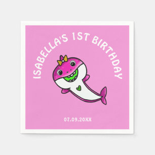 Servilleta De Papel Bebé de tiburón rosa lindo primer cumpleaños