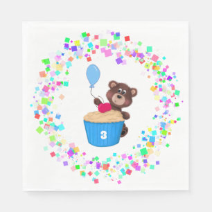 Servilleta De Papel Bebé dulce oso pastel de cerezo Cumpleaños