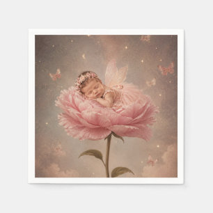 Servilleta De Papel Bebé durmiendo flor rosa