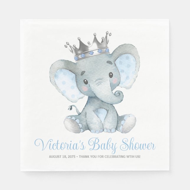 Servilleta De Papel Bebé Elefante Niño - Baby Shower Personalizado (Anverso)