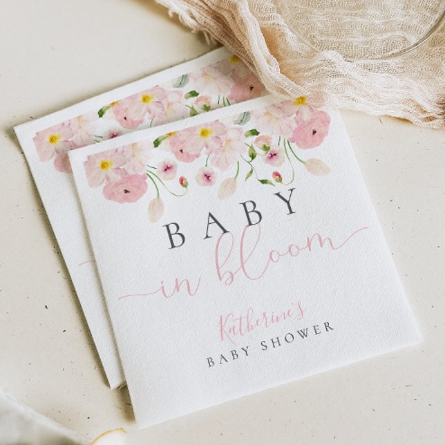Servilleta De Papel Bebé En Bloom Baby Shower Floral Rosa (Subido por el creador)