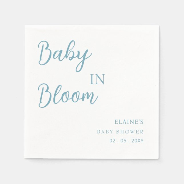 Servilleta De Papel Bebé en Bloom Blue Boy Baby Shower (Anverso)