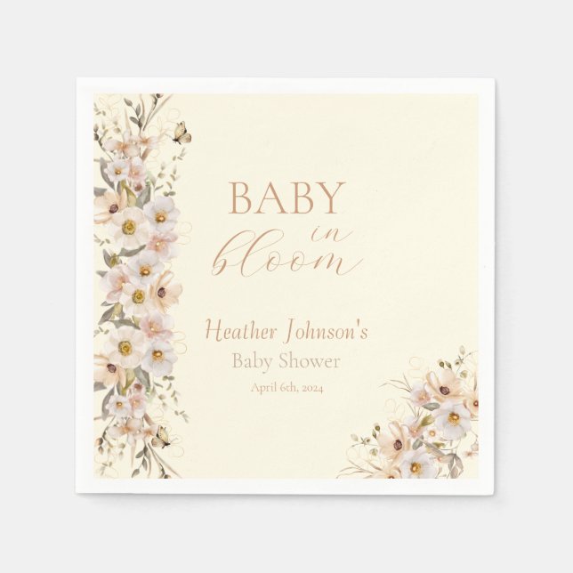 Servilleta De Papel Bebé En Bloom Boho Neutral Baby Shower (Anverso)