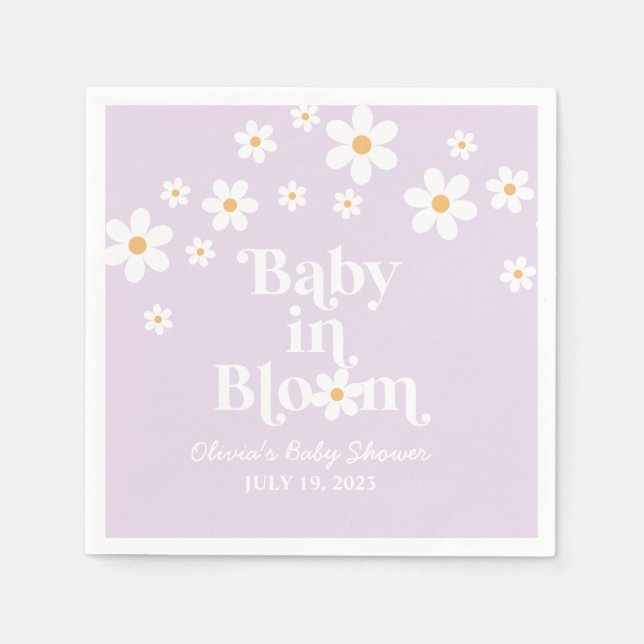Servilleta De Papel Bebé en Bloom Daisy lilac Baby Shower (Anverso)