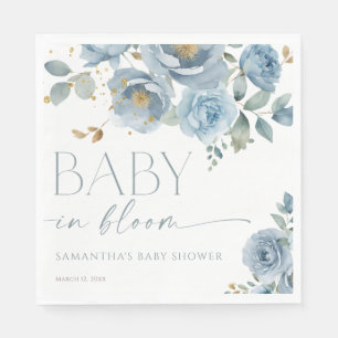 Servilleta De Papel Bebé en Bloom Dusty azul floral bebé ducha