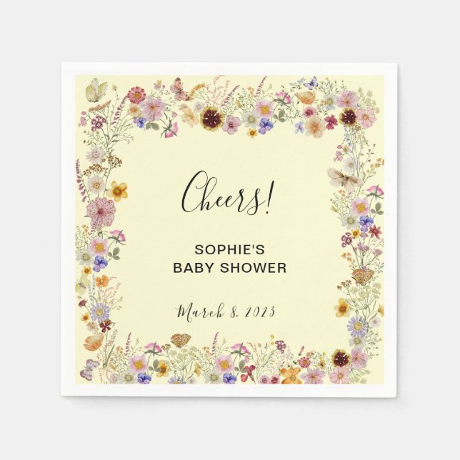 Servilleta De Papel Bebé en Bloom Garden Butterflies Baby Shower (Anverso)