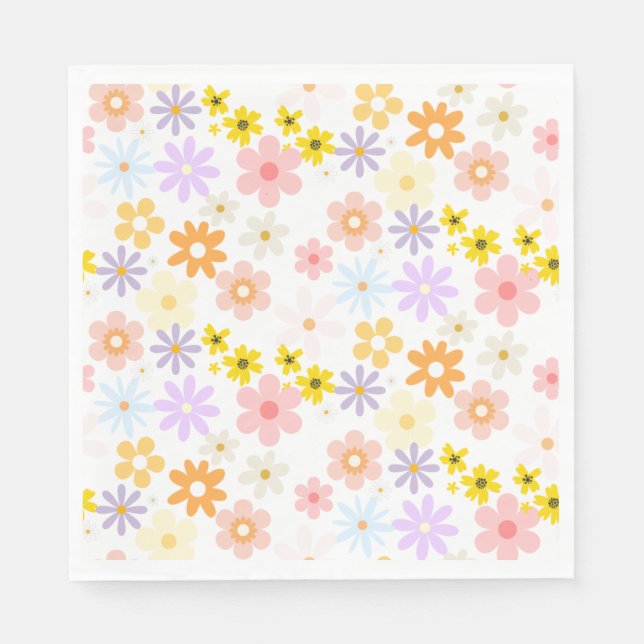 Servilleta De Papel Bebé En Bloom Pastel Floral Retro Baby Shower (Anverso)
