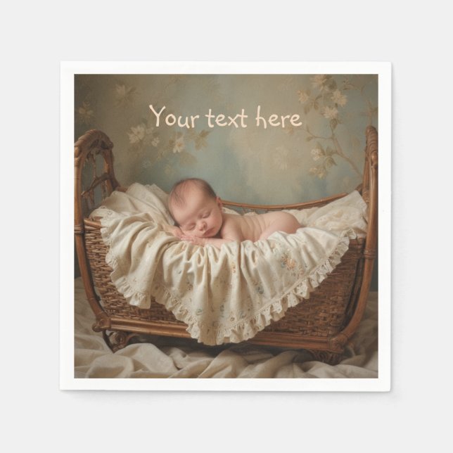 Servilleta De Papel Bebé en Cuna (Anverso)