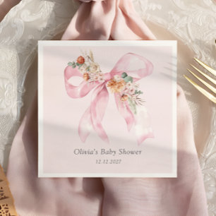 Servilleta De Papel Bebé en el Baby Shower de la flor floral rosada
