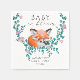 Servilleta De Papel Bebé en el Baby Shower de Woodland Fox Greenery