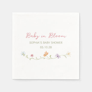 Servilleta De Papel Bebé en Flor Acuarela Floral Elegante Sencillo