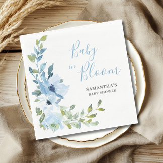 Servilleta De Papel Bebé en flor azul