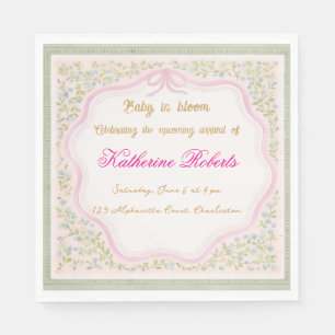Servilleta De Papel Bebé en Flor Baby Shower, diseño floral elegante