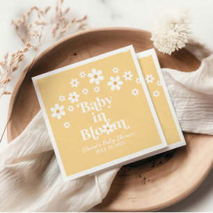 Servilleta De Papel Bebé en flor boho Daisy Amarillo Baby Shower
