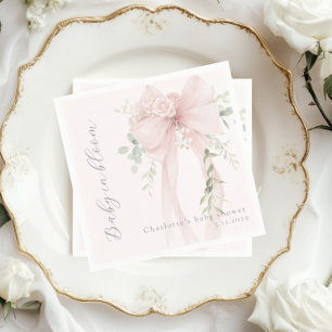 Servilleta De Papel Bebé en flor Ducha de bebé con lazo caprichoso