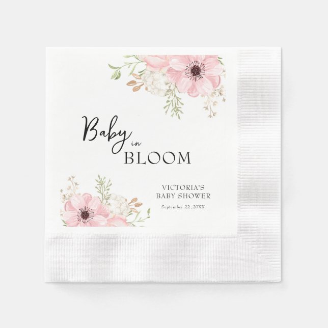 Servilleta De Papel Bebé en Flor: Fiesta de Bebé (Anverso)