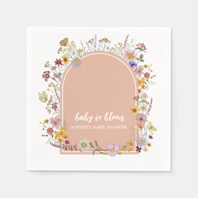 Servilleta De Papel Bebé en flor Jardín Daisies Mariposa (Anverso)