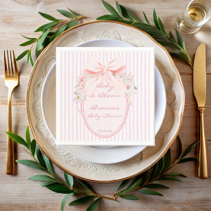 Servilleta De Papel Bebé en flor retro preppy lazo baby shower