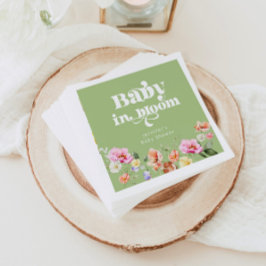 Servilleta De Papel Bebé en flor silvestre bebé ducha verde