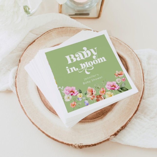 Servilleta De Papel Bebé en flor silvestre bebé ducha verde (Subido por el creador)