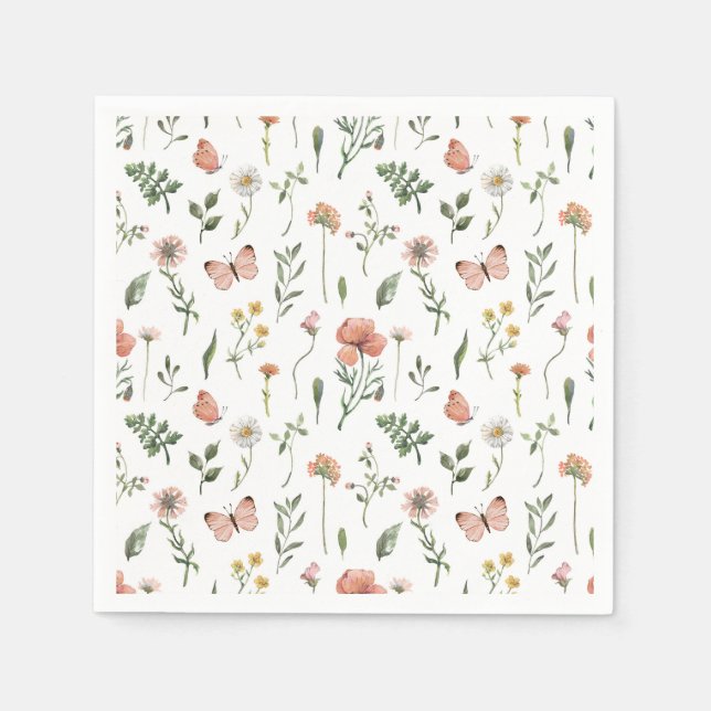 Servilleta De Papel Bebé en la ducha de flores silvestres en Bloom (Anverso)