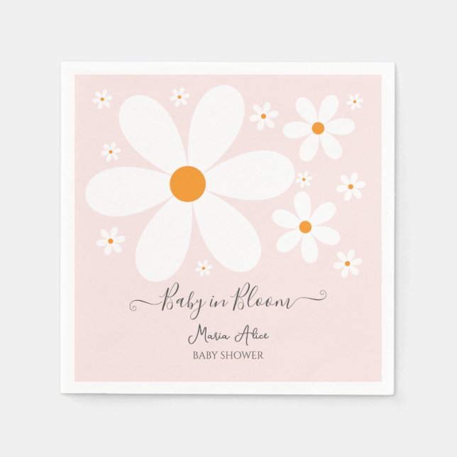 Servilleta De Papel Bebé en la invitación de Baby Shower a Daisy Rosa (Anverso)