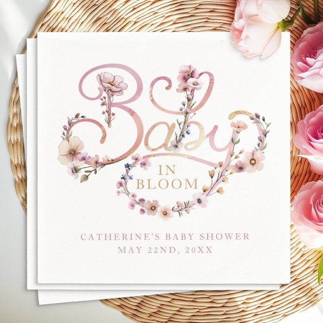 Servilleta De Papel Bebé en servilletas de flores silvestres en flor d (baby shower napkins)