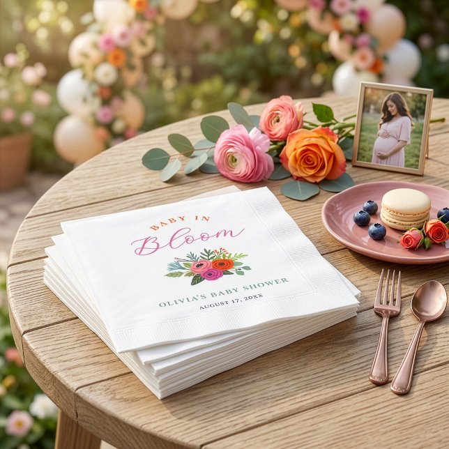 Servilleta De Papel Bebé en un Baby Shower floral brillante en flor (Subido por el creador)
