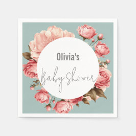 Servilleta De Papel Bebé en un elegante Baby Shower rosa florido
