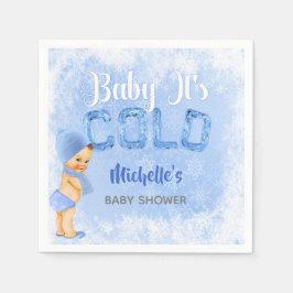Servilleta De Papel Bebé Es Nieve de Copo de Nieve Azul Invierno Ducha