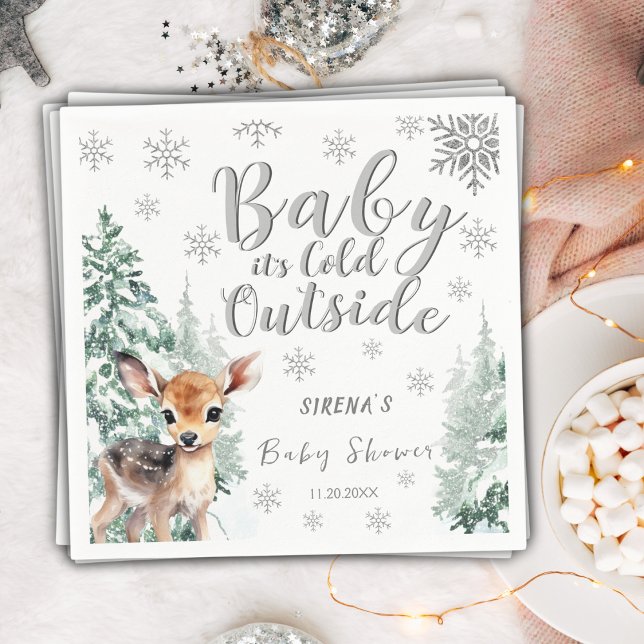 Servilleta De Papel Bebé, está frío afuera | Baby Shower de Winter Faw (Subido por el creador)
