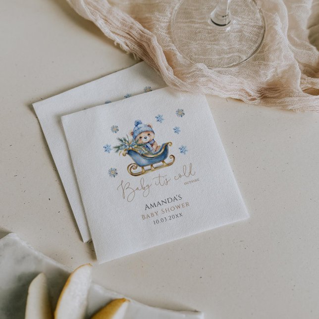 Servilleta De Papel Bebé, está frío fuera del Baby Shower del oso (Subido por el creador)