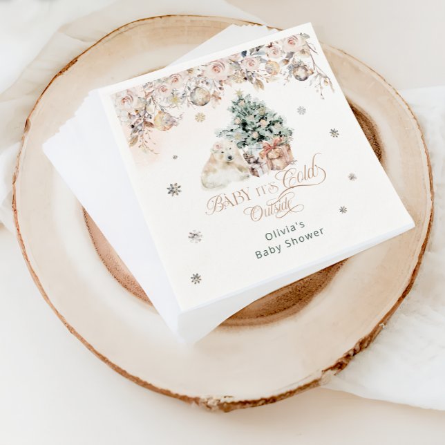Servilleta De Papel Bebé, está frío fuera del Chica rosa Baby Shower (Subido por el creador)