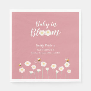 Servilleta De Papel Bebé Floral De Daisy Rosa Rubor En Ducha De Bloom