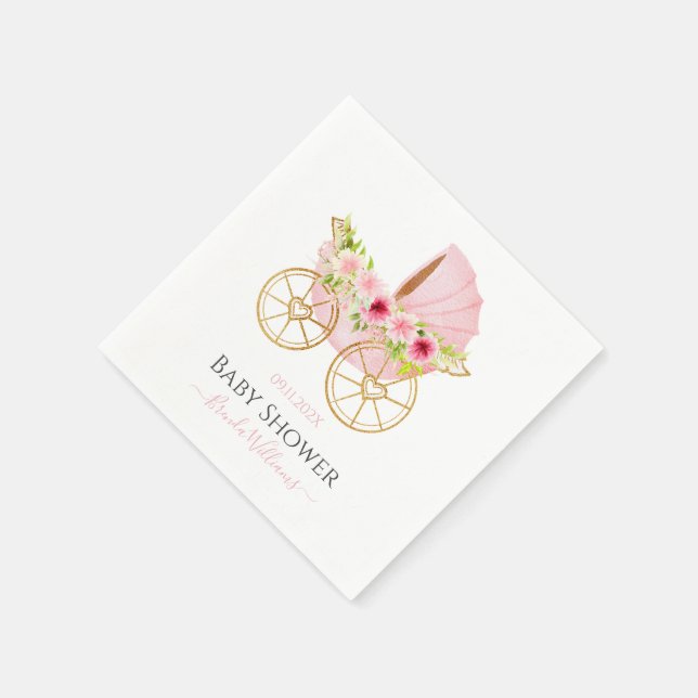 Servilleta De Papel Bebé floral lindo Stroller (Borde)