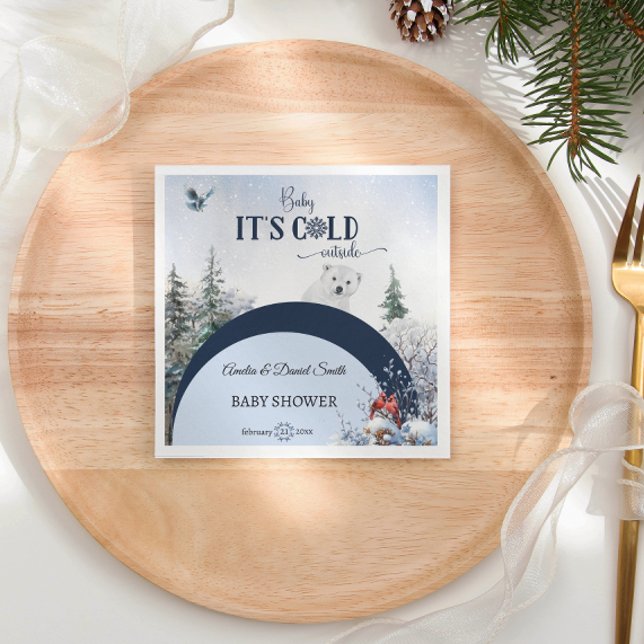 Servilleta De Papel Bebé frío afuera del Baby Shower de pájaro de oso  (Subido por el creador)