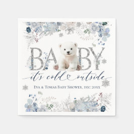 Servilleta De Papel Bebé frío afuera Floral & Bear Baby Boy Shower