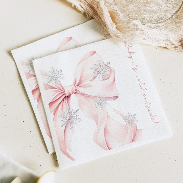 Servilleta De Papel Bebé, hace frío afuera Pink Bow Baby Shower (Subido por el creador)