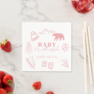 Servilleta De Papel Bebé, hace frío afuera Rosa dibujada a mano Baby S