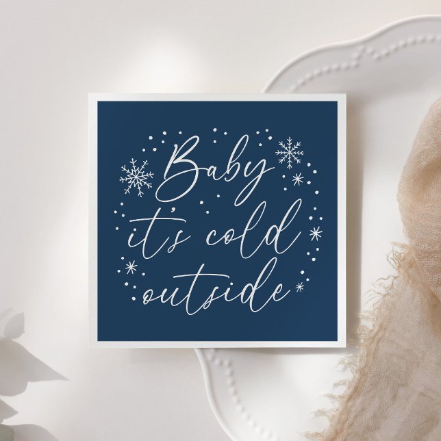 Servilleta De Papel Bebé hace frío fuera del Baby Shower Blue Snowflak (Subido por el creador)