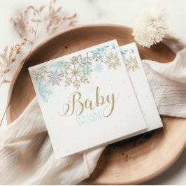 Servilleta De Papel Bebé hace frío fuera del Baby Shower Blue Snowflak