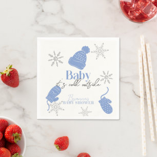 Servilleta De Papel Bebé, hace frío fuera del Baby Shower de Blue Bean