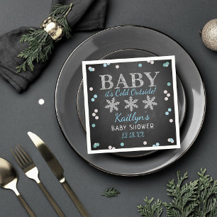 Servilleta De Papel Bebé, hace frío fuera del Baby Shower de invierno 