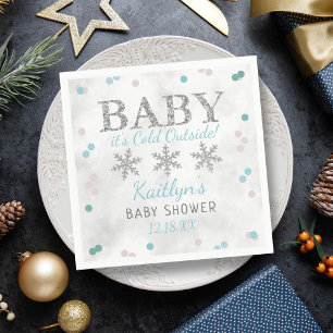 Servilleta De Papel Bebé, hace frío fuera del Baby Shower de invierno 
