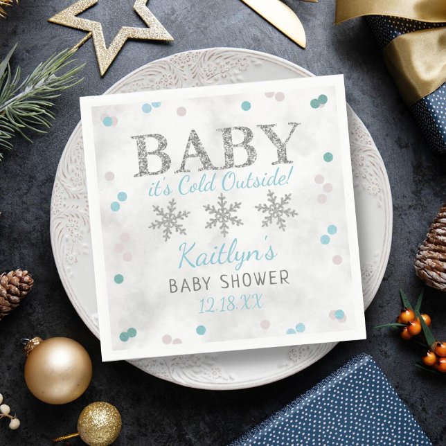 Servilleta De Papel Bebé, hace frío fuera del Baby Shower de invierno  (Subido por el creador)