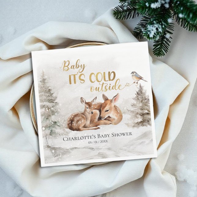 Servilleta De Papel Bebé, hace frío fuera del Baby Shower de los venad (Subido por el creador)