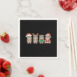 Servilleta De Papel Bebé Hipopótamo Moo Deng Navidad