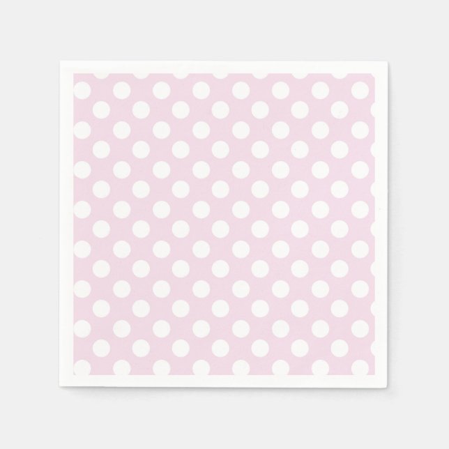 Servilleta De Papel Bebé ligero Pink & White Polka Dots Fiesta de cump (Anverso)